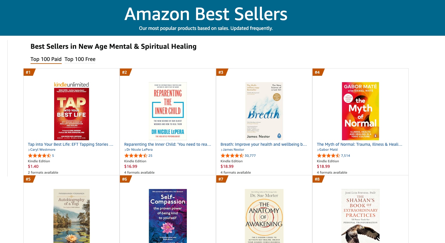 Amazon Best Sellers screenshot — #1 in Energy Healing, Australia